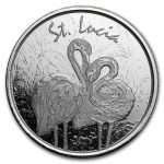 2018 St. Lucia 1 oz Silver Pink Flamingo BU