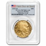 2018-W 1 oz Proof Gold Buffalo PR-70 PCGS (FD, Flag Label)