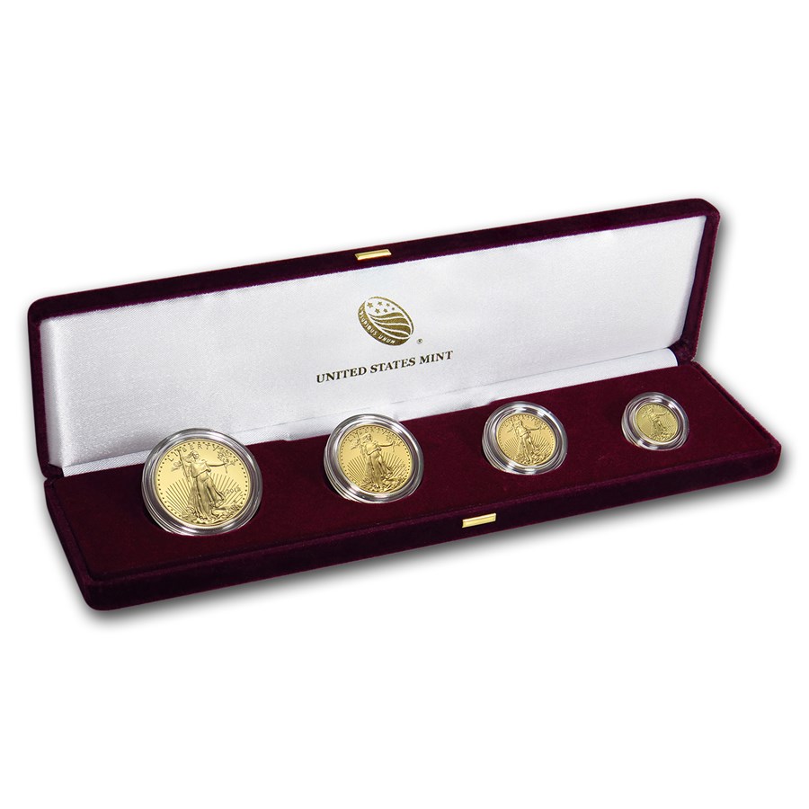 2018-W 4-Coin Proof American Gold Eagle Set (w/Box & COA)