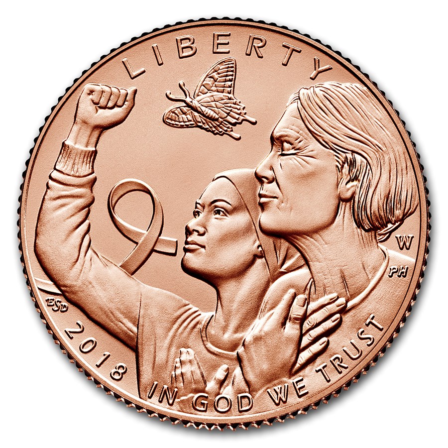 2018-W Gold $5 Breast Cancer Awareness BU (Box & COA)