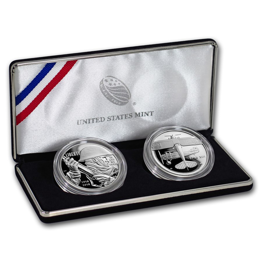 2018 World War I Centennial Silver Dollar Air Service Medal Set