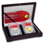 2019 2-Pc 1 oz Gold & Silver High Relief Pig Set PR-70 PCGS