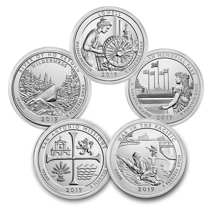 2019 5-Coin 5 oz Silver ATB Set (America the Beautiful)