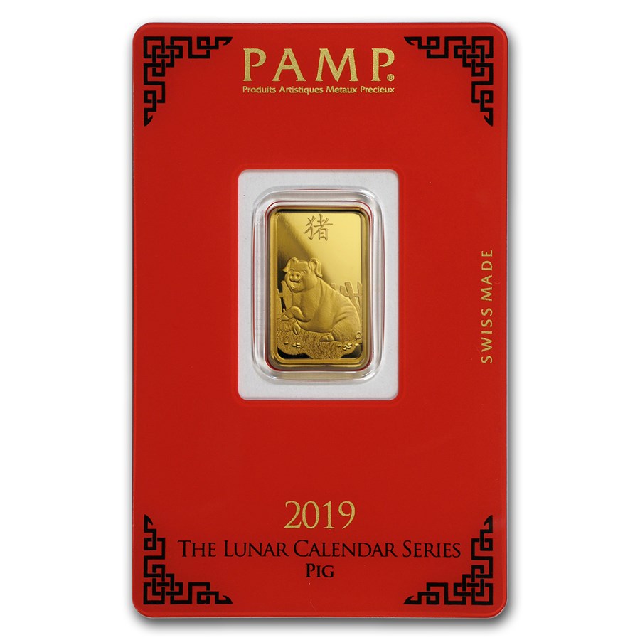 2019 5 gram Gold Bar - PAMP Suisse Year of the Pig (In Assay)