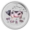2019 Australia 1 oz Silver Lunar Pig BU (Colorized)