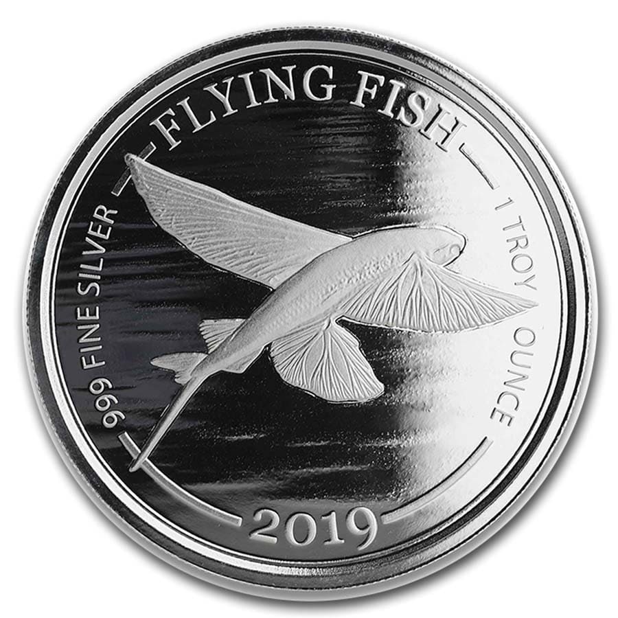 2019 Barbados 1 oz Silver Flying Fish BU