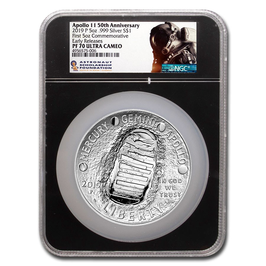 2019-P Apollo 11 50th Anniversary $1 5 oz Silver PF-70 NGC (ER)