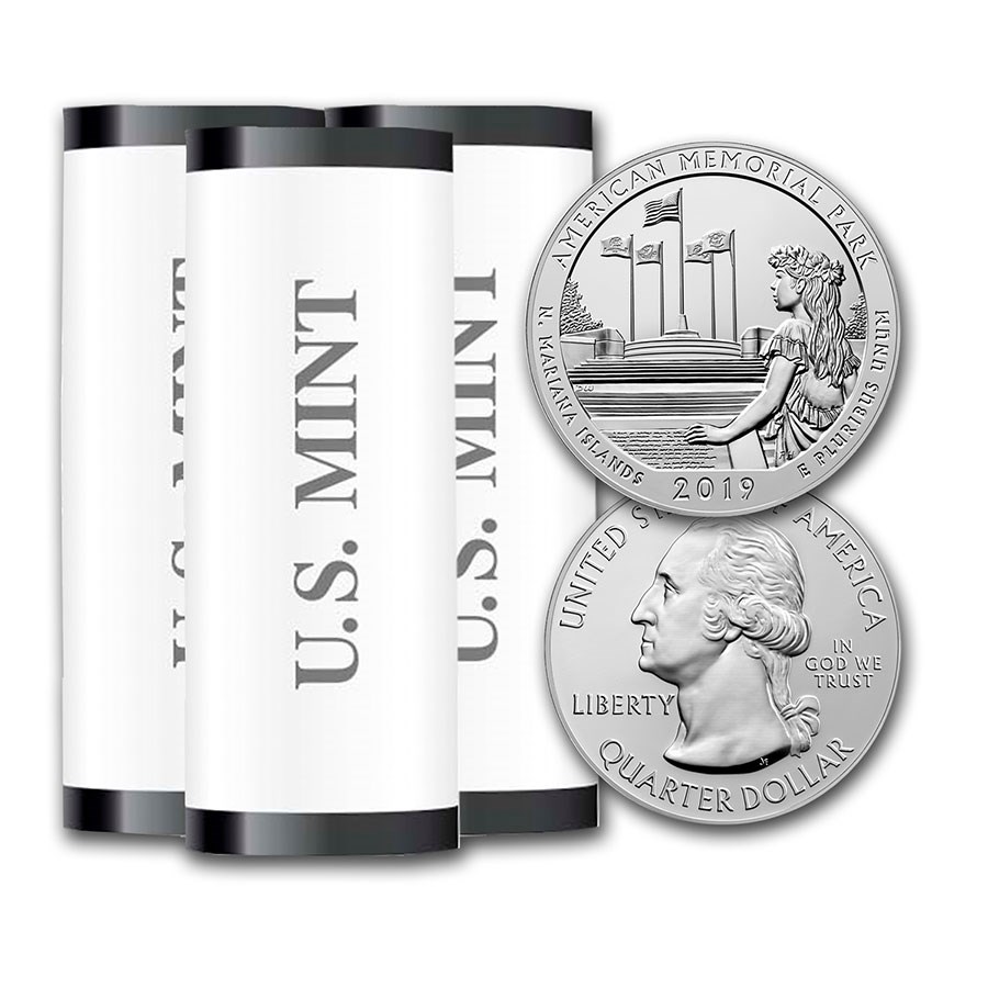 2019-PDS ATB Quarter American Mem. 40-Coin (3 Roll Set) BU