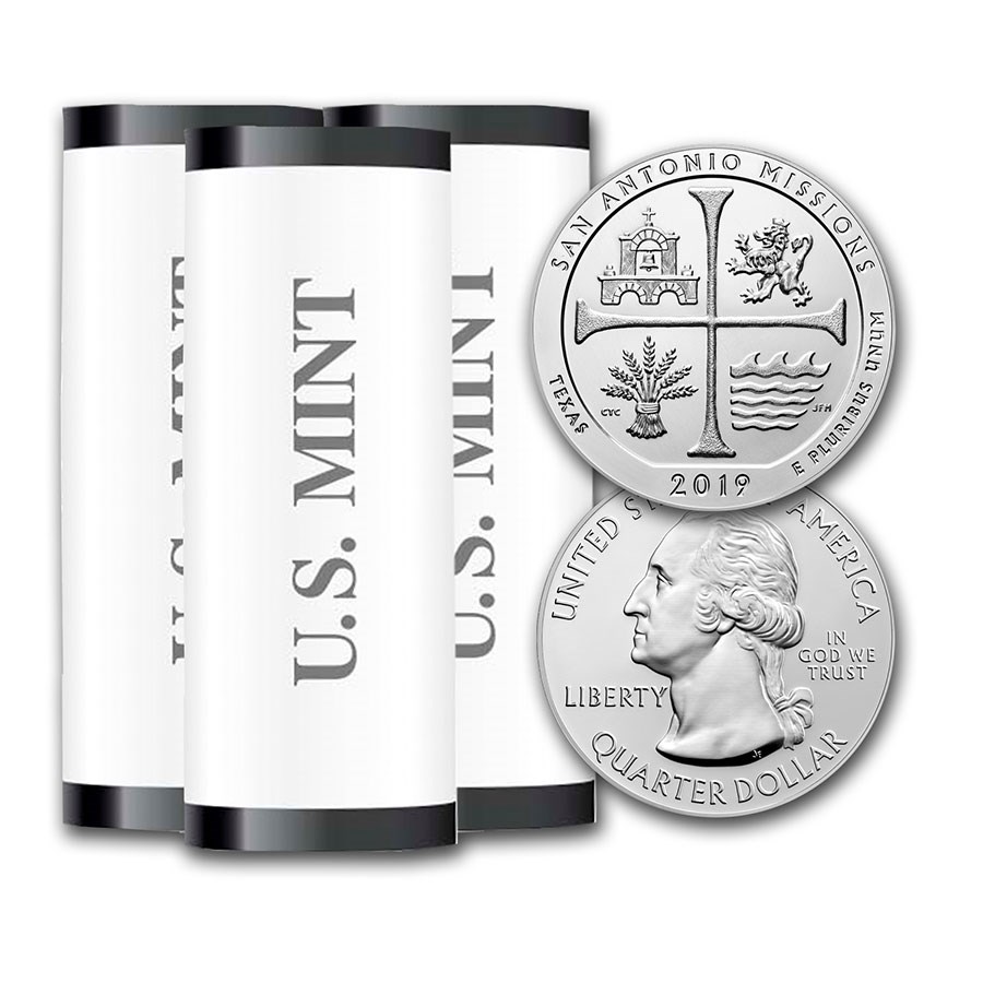 2019-PDS ATB Quarter San Antonio Park 40-Coin (3 Roll Set) BU