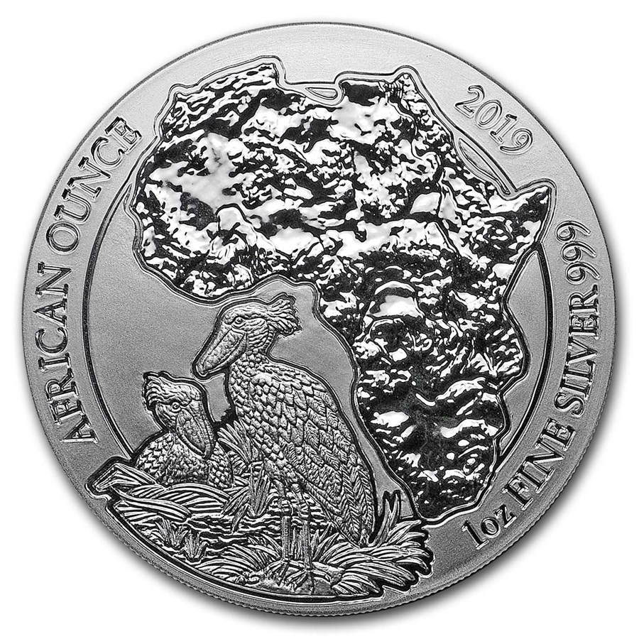 2019 Rwanda 1 oz Silver African Shoebill BU