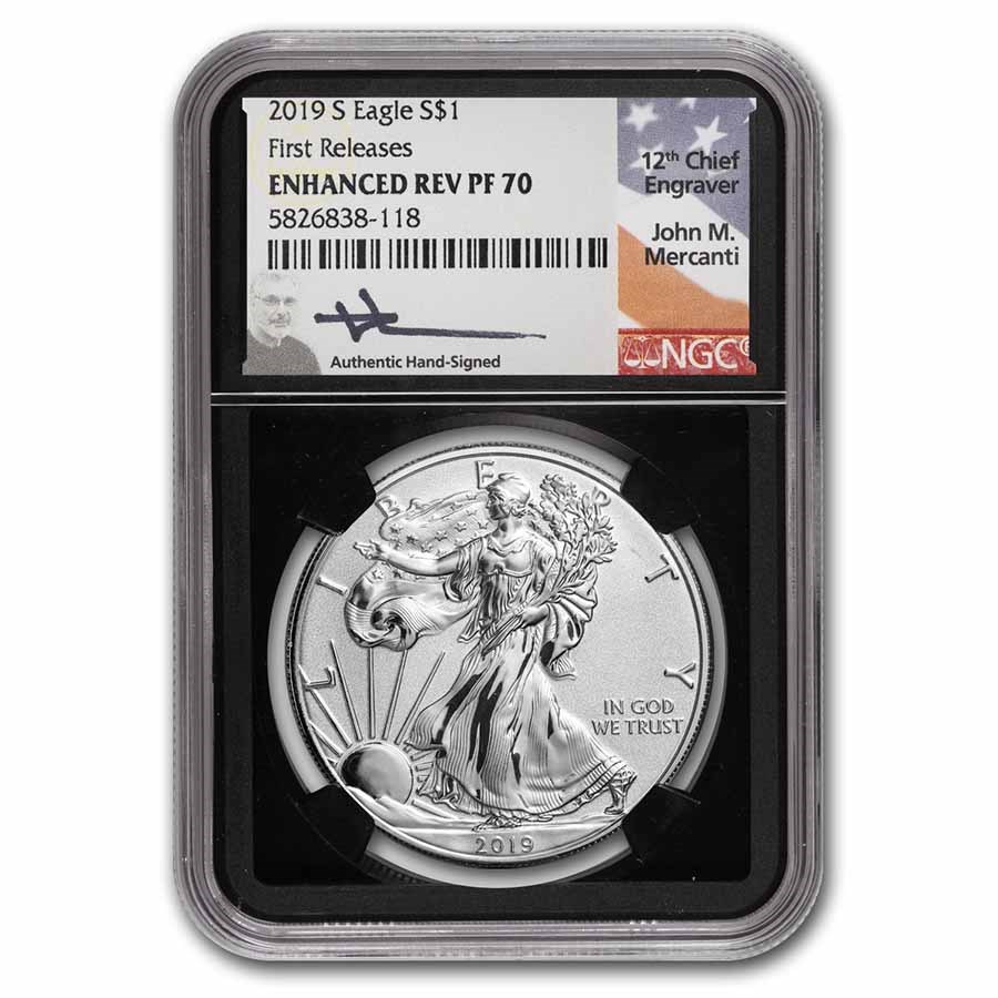 2019-S Enhanced Rev Prf Silver Eagle PF-70 NGC (ER/FR, No COA)