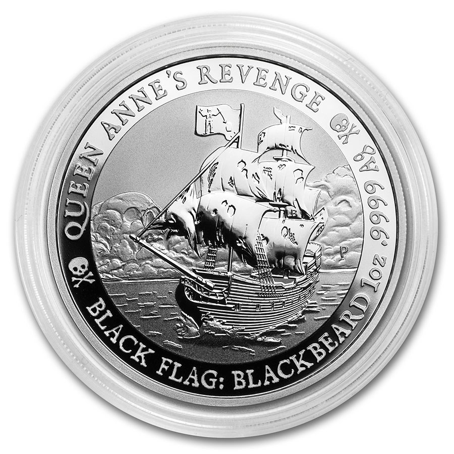 2019 Tuvalu 1 oz Silver Black Flag (Queen Anne's Revenge)