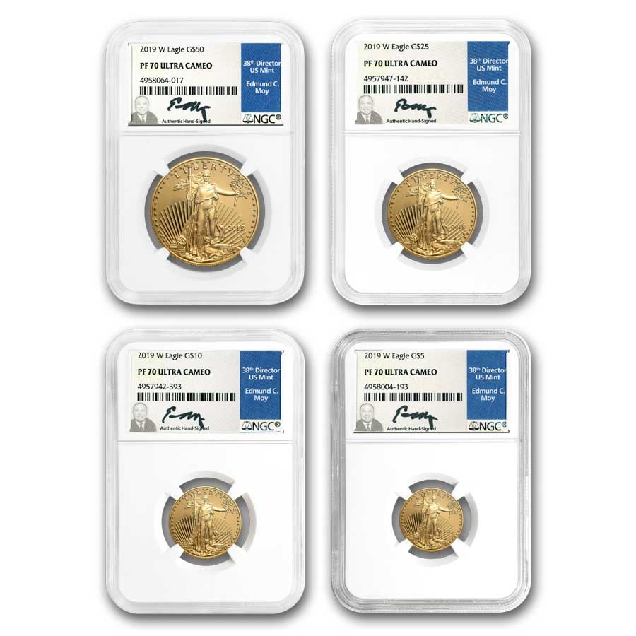 2019-W 4-Coin Proof American Gold Eagle Set PF-70 NGC