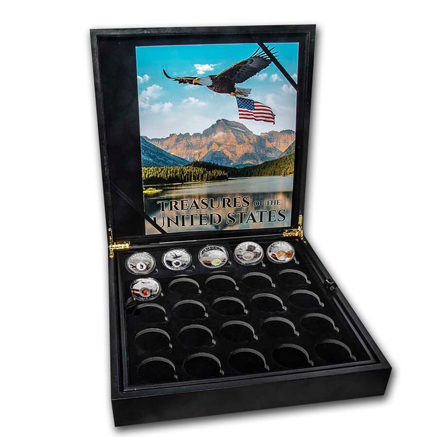 2020 1 oz Ag Treasures of the U.S. 6-Coins & 50-Coin Box (Color)