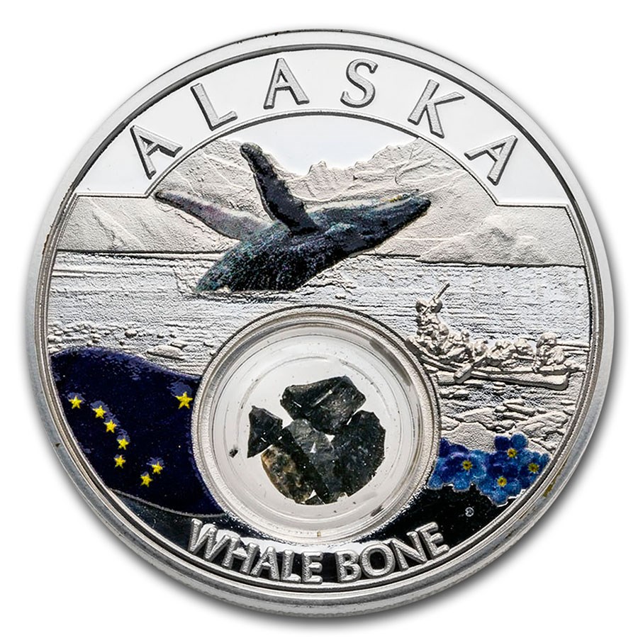2020 1 oz Ag Treasures of the U.S. Alaska Whale Bone (Colorized)