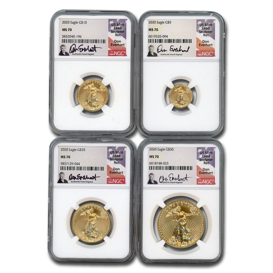 2020 4-Coin American Gold Eagle Set MS-70 NGC (Everhart)