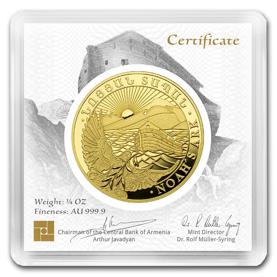 2020 Armenia 1/4 oz Gold 10,000 Dram Noah's Ark BU