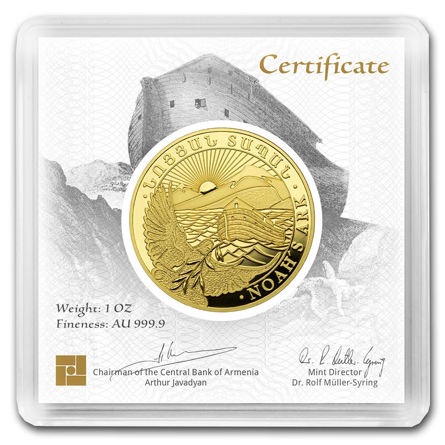 2020 Armenia 1 oz Gold 50,000 Dram Noah's Ark BU