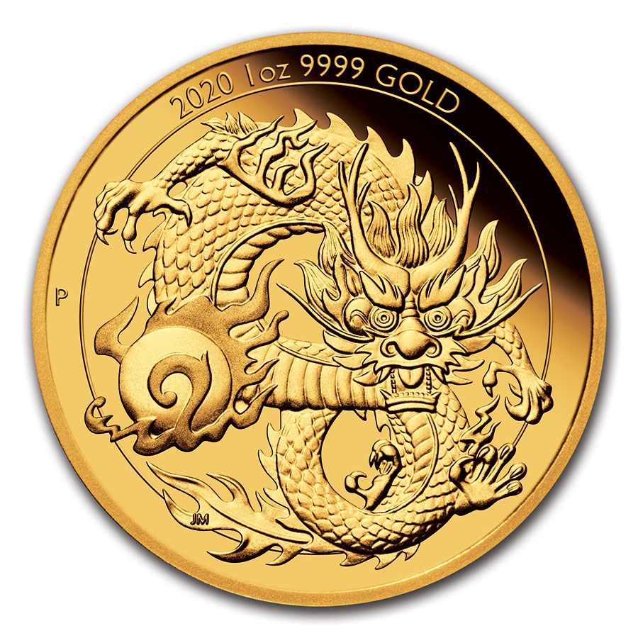 2020 Australia 1 oz Gold Dragon Proof (w/Box & COA)