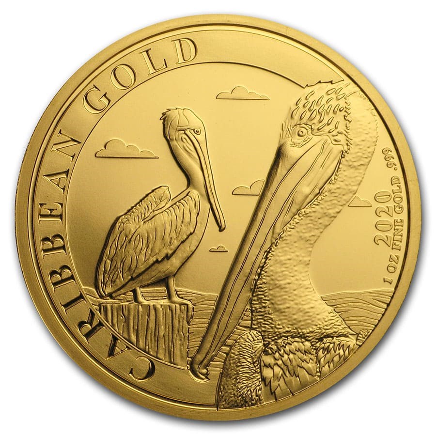 2020 Barbados 1 oz Gold Caribbean Pelican BU