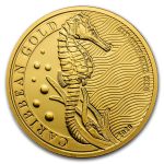 2020 Barbados 1 oz Gold Caribbean Seahorse BU