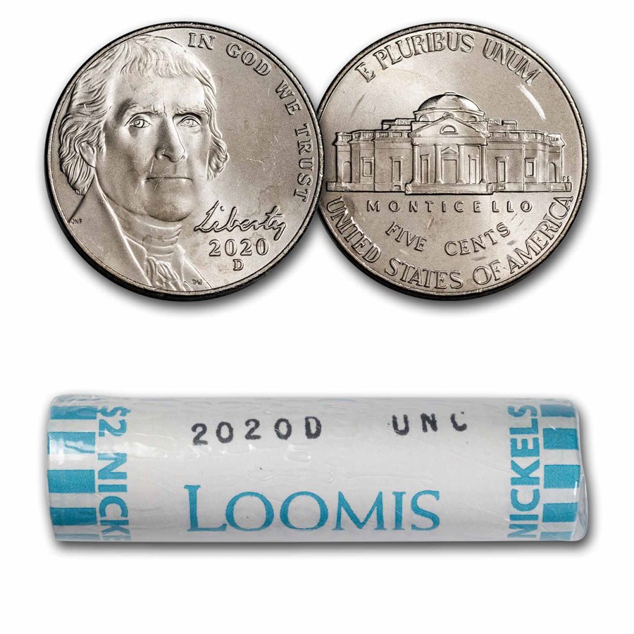 2020-D Jefferson Nickel 40-Coin Roll BU
