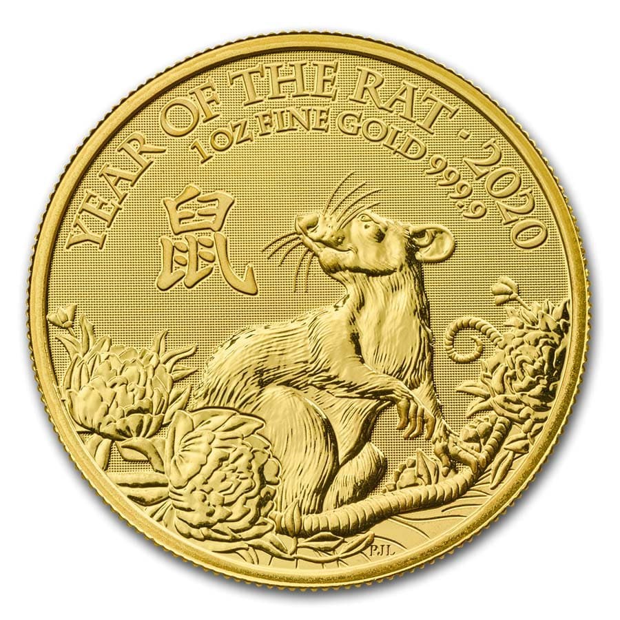 2020 Great Britain 1 oz Gold Year of the Rat BU
