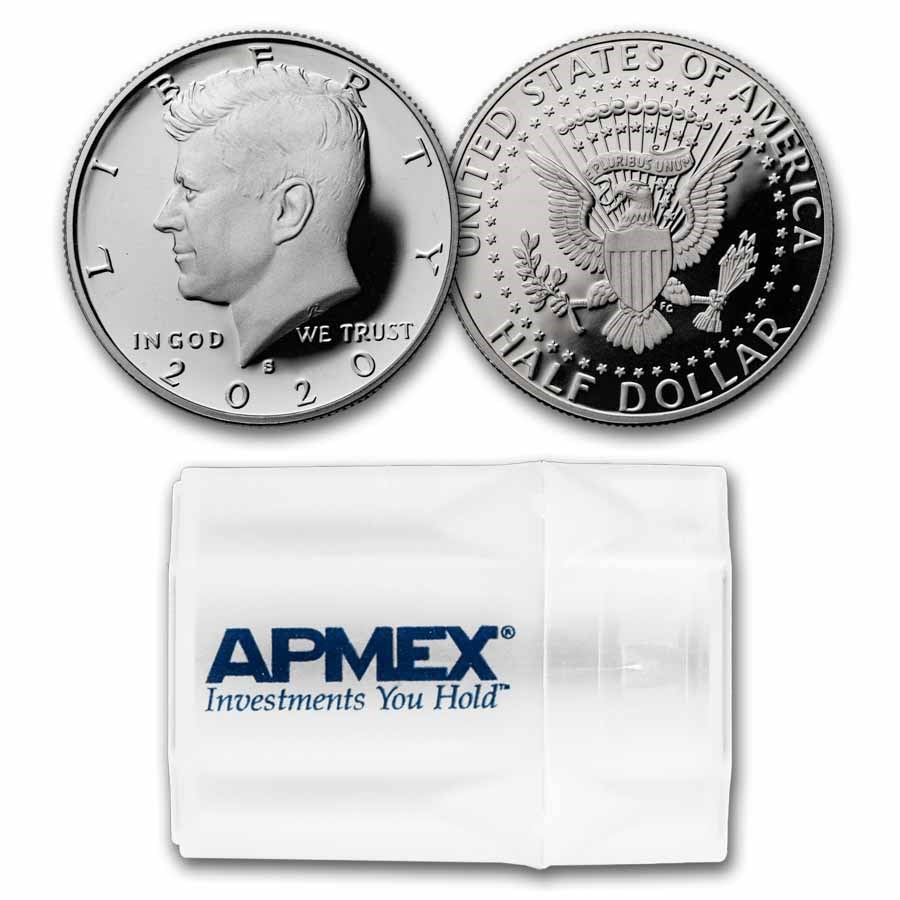 2020-S Kennedy Half Dollar 20-Coin Roll Proof