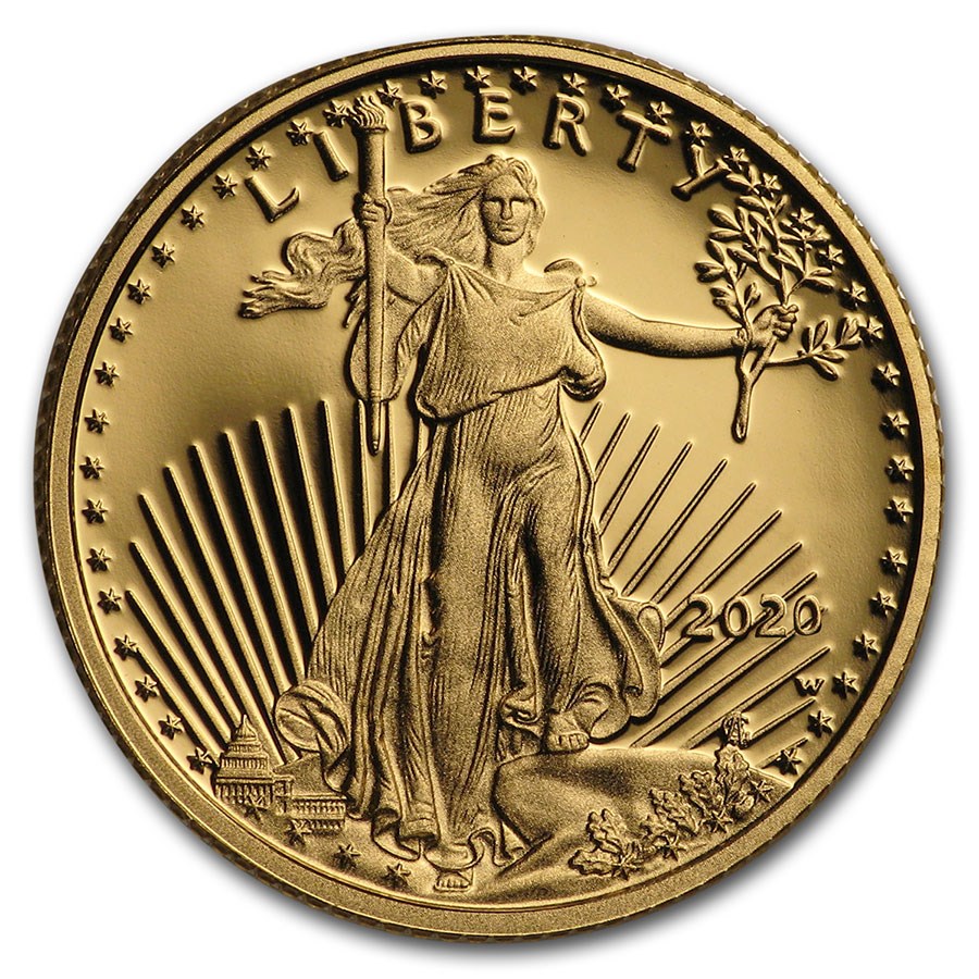 2020-W 1/10 oz Proof American Gold Eagle (w/Box & COA)