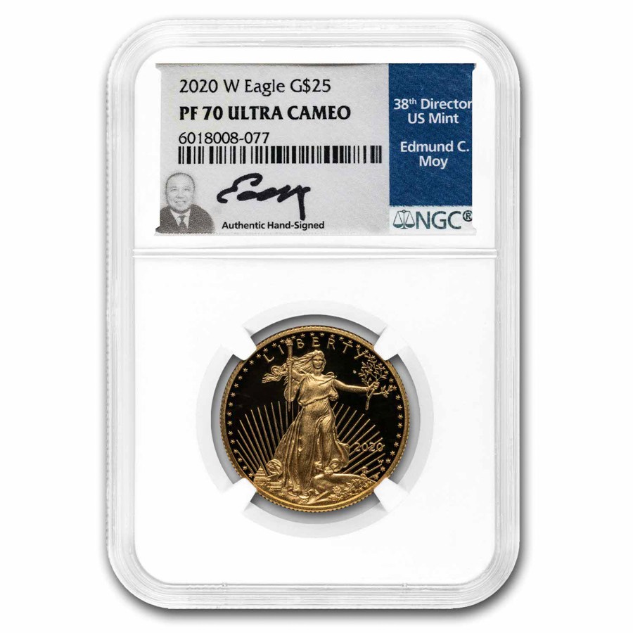 2020-W 1/2 oz Proof Gold Eagle PF-70 UCAM NGC (Moy Signed)