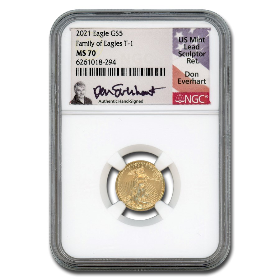 2021 1/10 oz American Gold Eagle (Type 1) MS-70 NGC (Everhart)