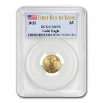 2021 1/10 oz American Gold Eagle (Type 1) MS-70 PCGS (FDI)