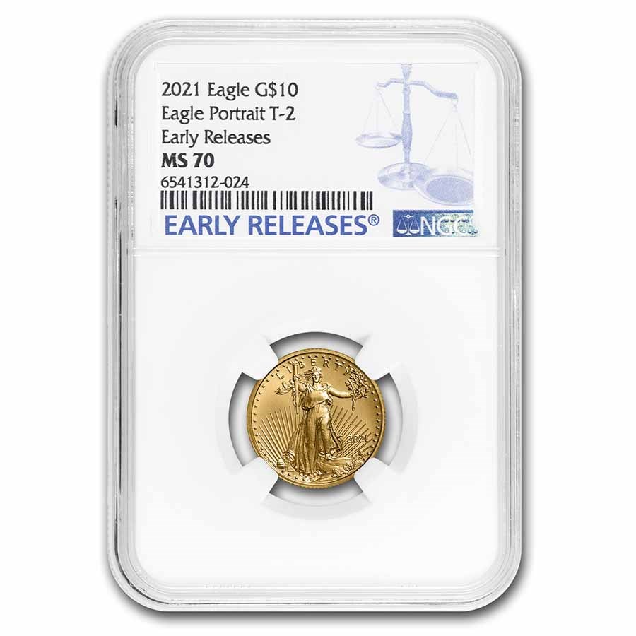 2021 1/4 oz American Gold Eagle (Type 2) MS-70 NGC (ER)