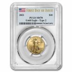 2021 1/4 oz American Gold Eagle (Type 2) MS-70 PCGS (FDI)