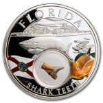2021 1 oz Ag Treasures of the U.S. Florida Shark Teeth Colorized