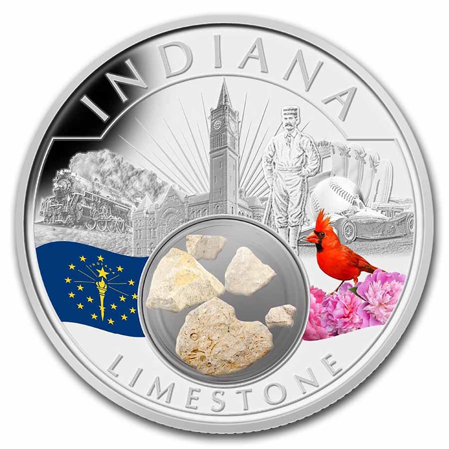 2021 1 oz Ag Treasures of the U.S. Indiana Limestone (Colorized)