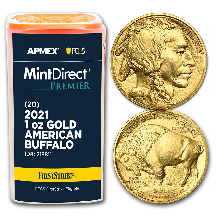 2021 1 oz Gold Buffalo (20-Coin MD® Premier Tube + PCGS FS)