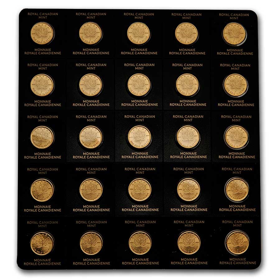2021 25x 1 gram Gold Maple Leafs Maplegram25™ (In Assay Sleeve)