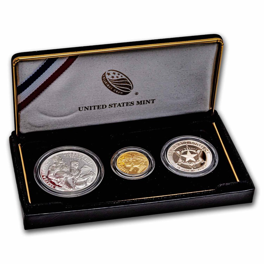 2021 3-Coin Law Enforcement Commemorative Proof Set (w/Box & COA)