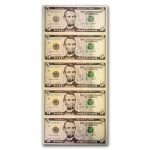 2021 (A-Boston) $5.00 FRN CU (Fr#1999-B) 5 Uncut sheet