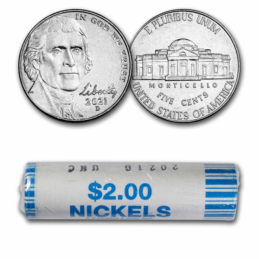 2021-D Jefferson Nickel 40-Coin Roll BU