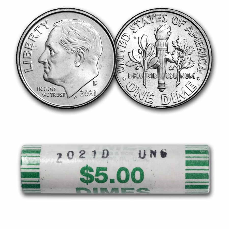 2021-D Roosevelt Dime BU 50-Coin Roll