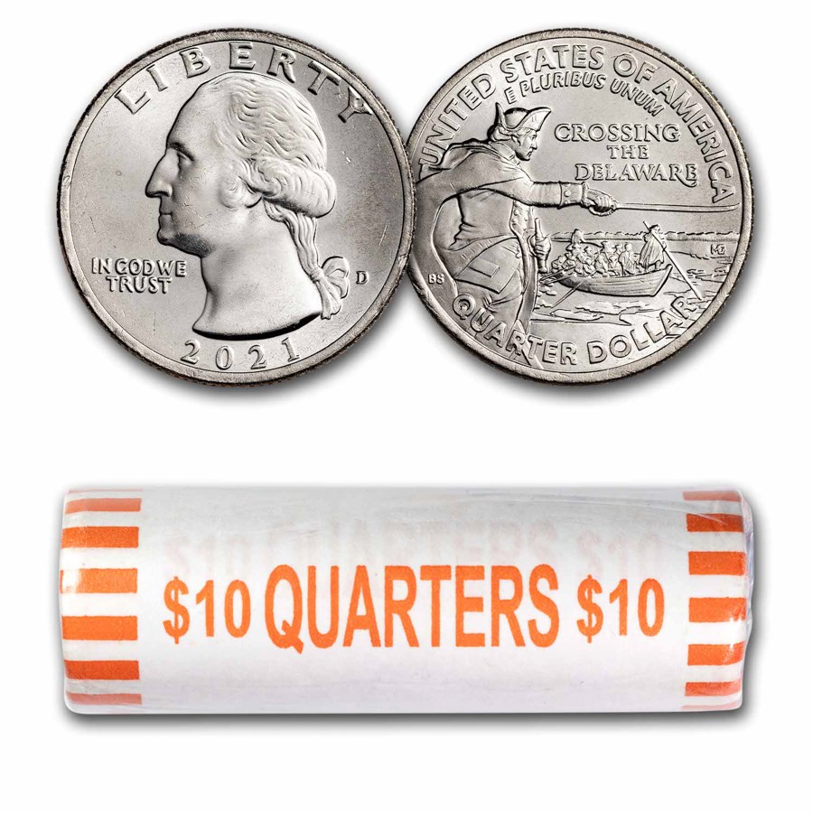 2021-D Washington Crossing the Delaware Quarter 40-Coin Roll BU