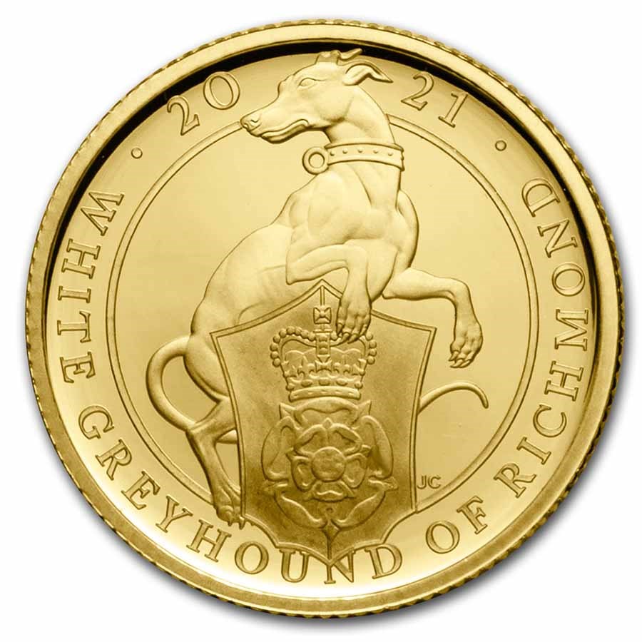 2021 GB 1/4 oz Gold Queen's Beasts Greyhound Proof (Box & COA)