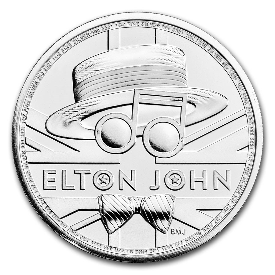 2021 Great Britain 1 oz Silver Music Legends: Elton John BU