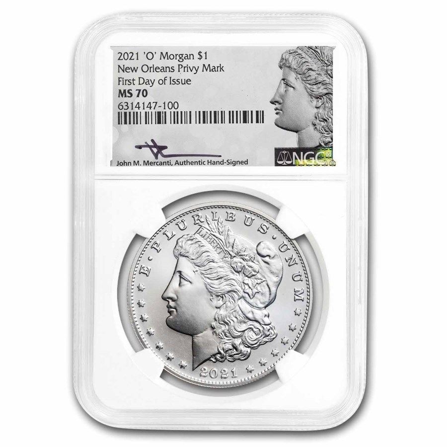 2021-(O) Silver Morgan Dollar MS-70 NGC (FDI, Mercanti)