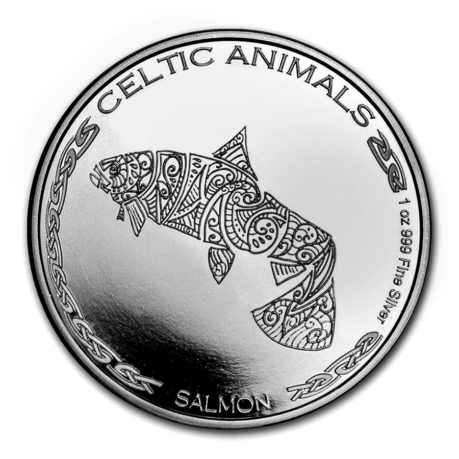 2021 Republic of Chad 1 oz Silver Celtic Animals: Salmon BU