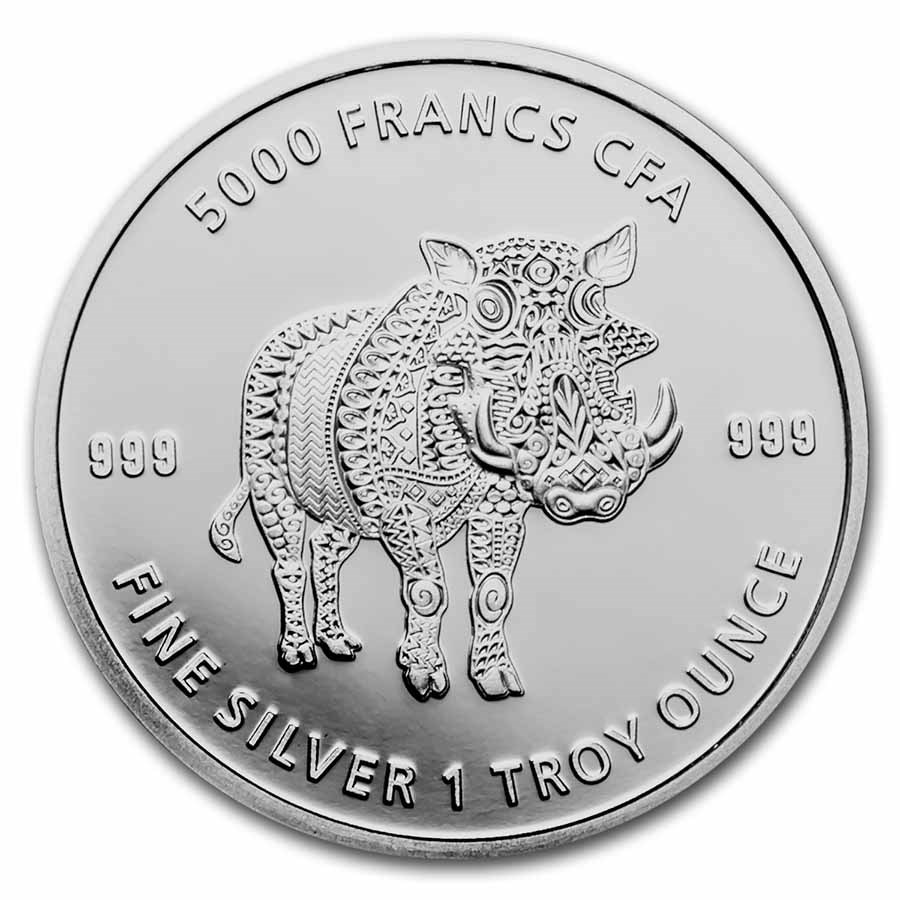 2021 Republic of Chad 1 oz Silver Mandala Warthog BU