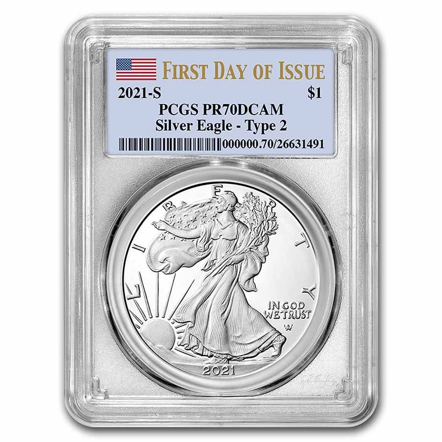 2021-S American Silver Eagle (Type 2) PR-70 PCGS (FDI)