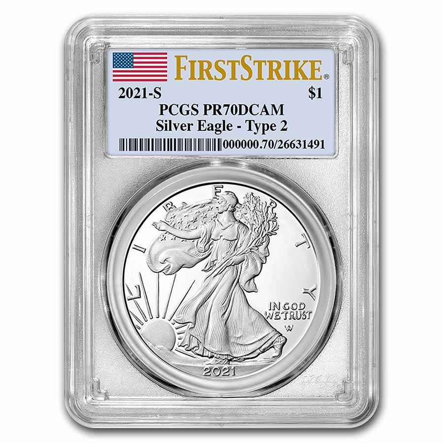 2021-S American Silver Eagle (Type 2) PR-70 PCGS (FS)